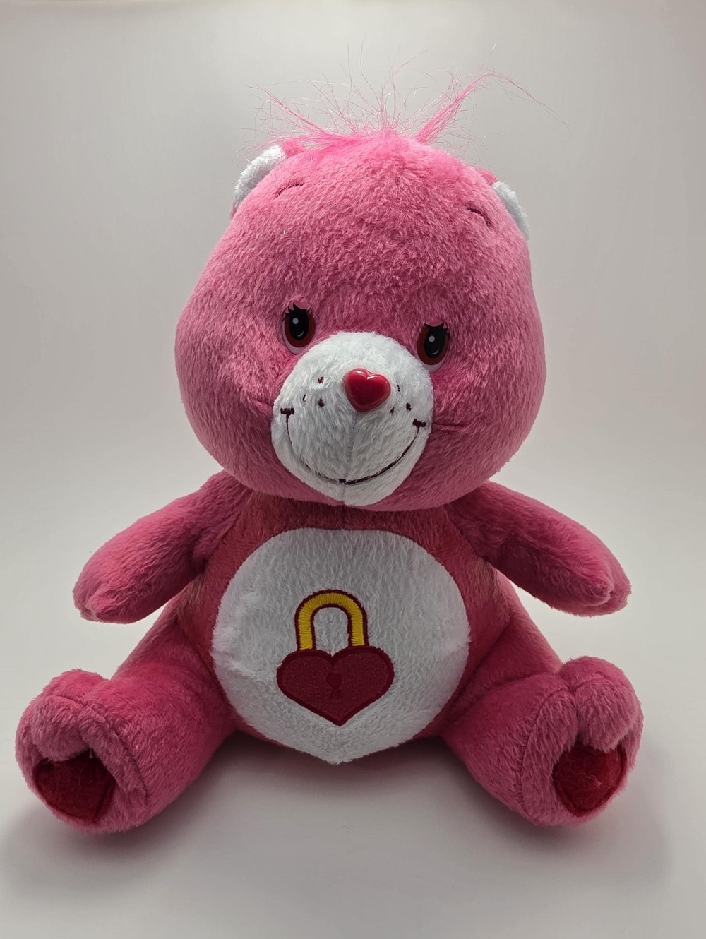 Care Bears Secret Bear Nanco 2004 Plush Stuffed Animal Pink Bear Heart Lock